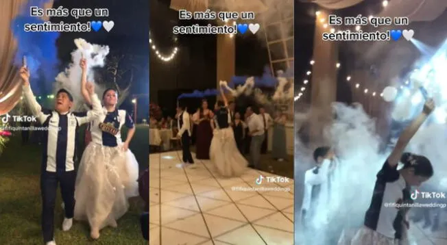 hinchas de Alianza Lima celebraron matrimonio a lo grande.