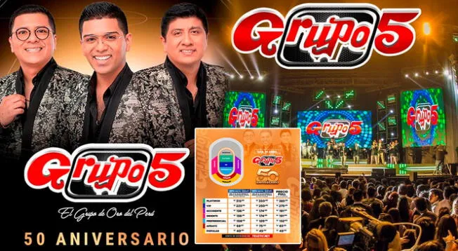 Grupo 5 en Estadio San Marcos: cómo comprar entradas, precios y zonas del concierto