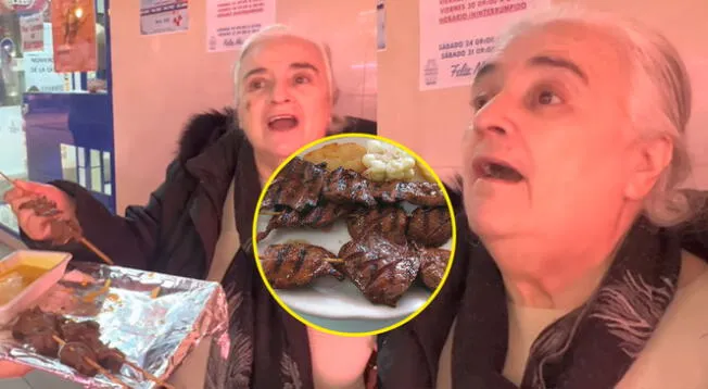 Española prueba ' los anticuchos' por primera vez y se vuelve viral en YouTube