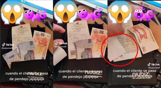 El mozo peruano se llevó una terrible decepción al ver la 'propina' que le dejaron.