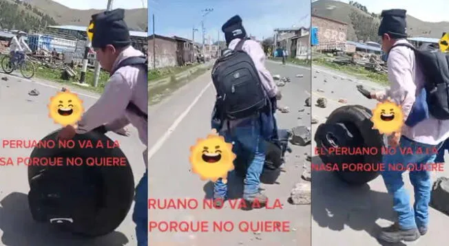 Quiso evitar la fatiga y metió en una llanta todo su equipaje