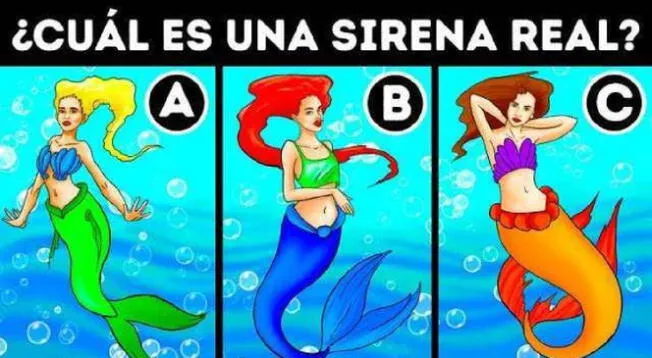 Acertijo visual: Tienes 7 segundos para detectar a la sirena correcta Acertijo visual: Tienes 7 segundos para detectar a la sirena correcta