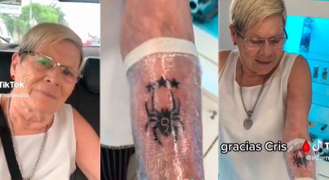 Mujer 80 años se tatúa la 'Araña' de Julián Álvarez y su nieta viralizó su entusiasmo - VIDEO