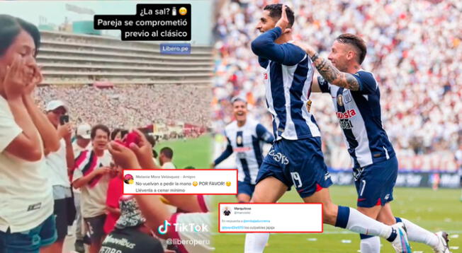 Aficionados de Universitario le pide la mano a su pareja y señalan que 'salaron' el duelo ante Alianza.