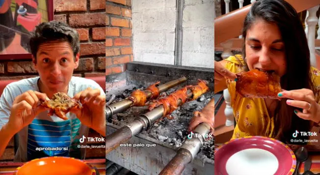 Una pareja de mochileros se animaron a probar un plato a base de cuy en Ecuador.