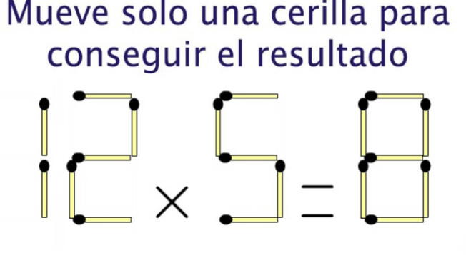 Acertijo viral: Descubre qué fósforo mover para que la multiplicación sea correcta