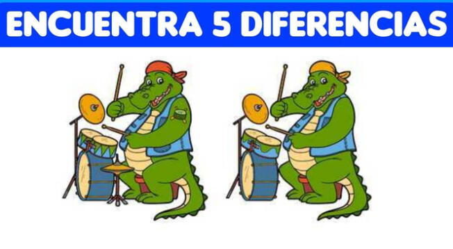 Encuentra las 5 diferencias en el cocodrilo del reto