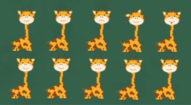 Encuentra las dos jirafas idénticas en 7 segundos.