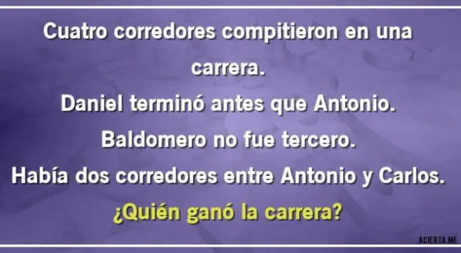 ¿quién Ganó La Carrera Solo Las Personas Más Inteligentes Superaron Este Acertijo Extremoemk 7391