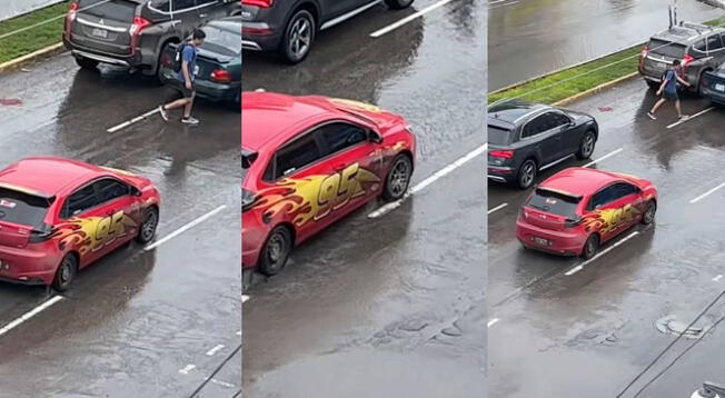 Rayo McQueen es captado en calles limeñas y 'enloquece' a usuarios