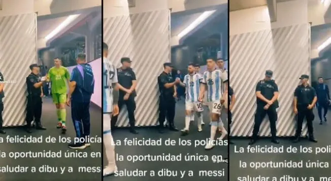 Ambos policías cumplieron el sueño de haber sido saludado por ambos jugadores de Argentina.