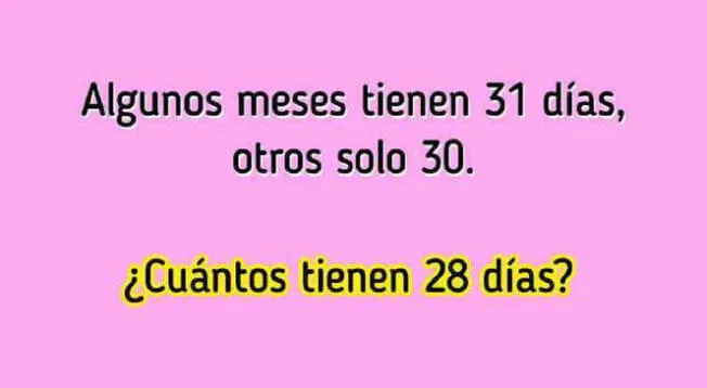 ¿Cuál es la respuesta? Descubre qué meses tienen 28 días