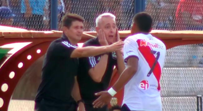 Tiago Nunes y Fernando Pacheco discutieron en medio del partido Sporting Cristal vs. Deportivo Municipal. Foto: Gol Perú