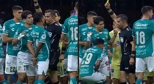 El árbitro cometió una agresión contra Lucas Romero en el partido América vs. León. Foto: TUDN MEX