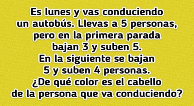 Descubre el color de cabello de la persona que conduce en tiempo récord, solo tienes 5 segundos.