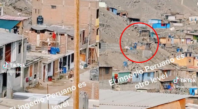 Peruanos son viral en TikTok por ingenio al construir vivienda con teleférico