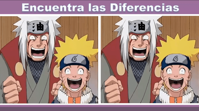 Halla las 6 diferencias en Naruto y Jiraiya.