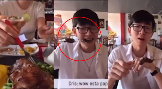 El joven coreano causó alboroto con su reacción tras probar un anticucho