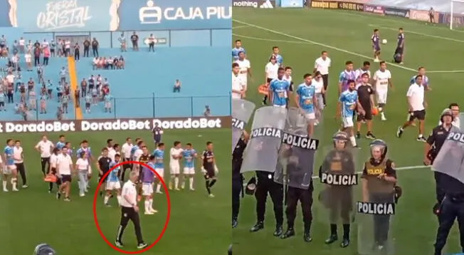 Hinchada de Sporting Cristal arremetió contra los jugadores, pero respaldaron a Tiago Nunes