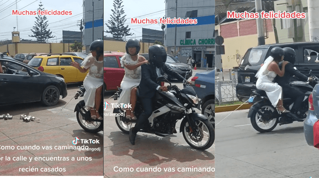 Recién casado viajan en una moto y se hace viral en TikTok.