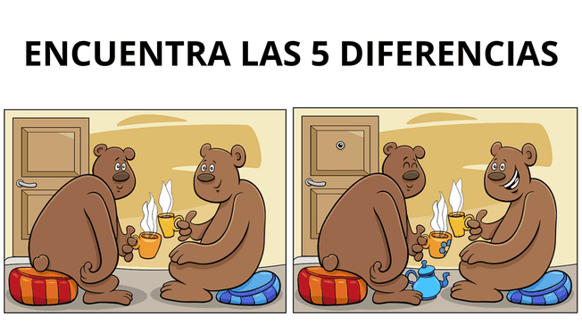 Observa bien y encontra la 5 diferencias en los osos.