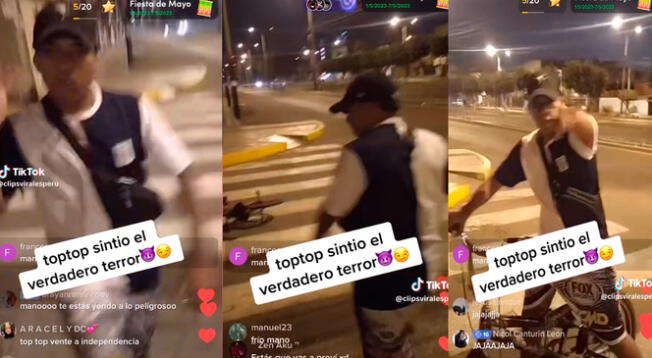 El joven se llevó un terrible susto al creer que sería asaltado en vivo.