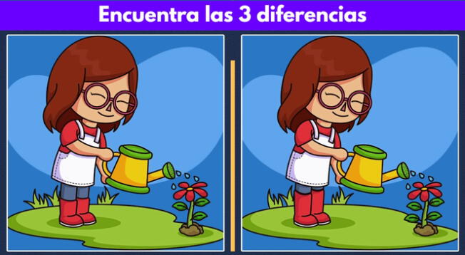 Ubica las 3 diferencias entre ambas postales de la jardinera