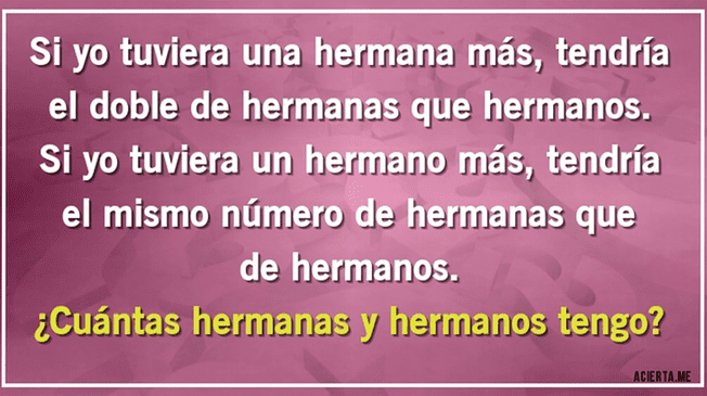 Solo Las Mentes Brillantes Superaron Este Acertijo En 7 Segundos ¿cuántos Hermanos Tiene 5264