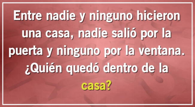 Solo los más brillantes podrán superar este acertijo de nivel EXPERTO.