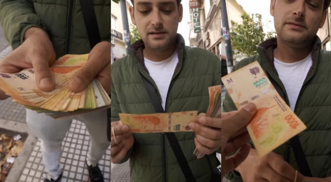 Youtubers peruanos quedaron impactados al cambiar dólares en Argentina.