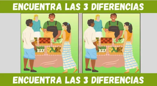 Identifica las tres diferencias entre cada imagen