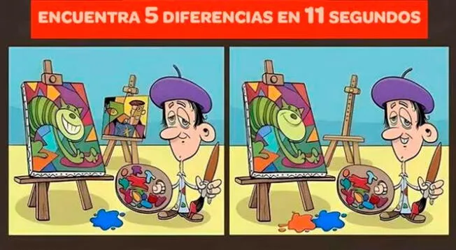 ¿Qué cambió en el estudio del pintor? Encuentra las únicas 5 diferencias del reto visual.