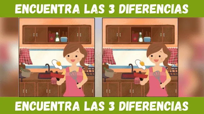 Una vista de lince encontrará las tres diferencias de forma inmediata.