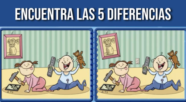 Reta tu destreza visual y halla las 5 diferencias en los bebés.