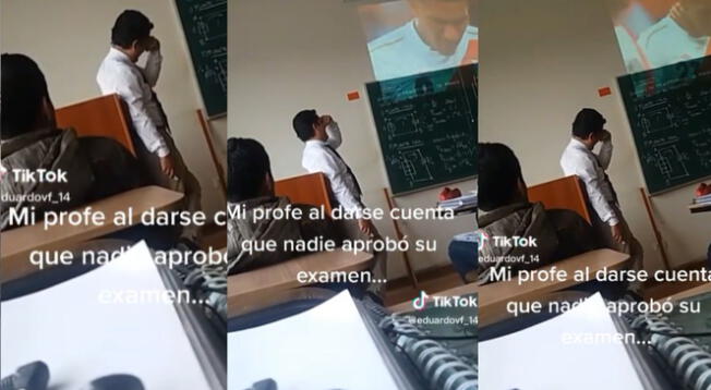 Profesor llorar en la cara de sus alumnos al recordar eliminación de Perú en Rusia 2018.