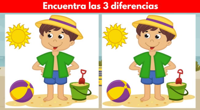 Las 3 diferencias en el reto de la playa.