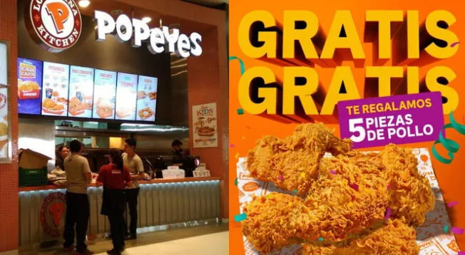 Popeyes celebra su aniversario regalando piezas de pollo en todos sus locales a nivel nacional.