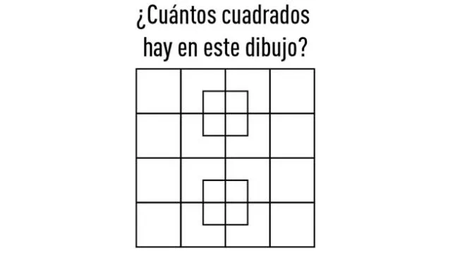 Halla cuántos cuadrados hay en este ejercicio viral de tiempo récord Halla cuántos cuadrados hay en este ejercicio viral de tiempo récord