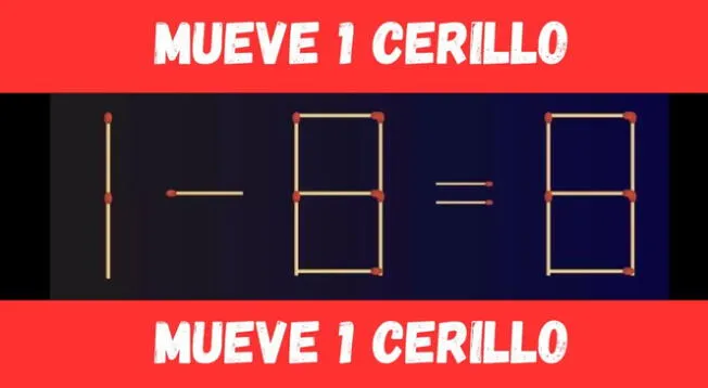 Encuentra el cerillo que se debe mover para resolver este acertijo visual.
