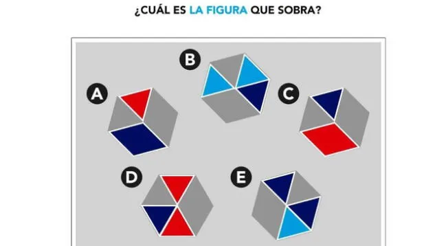 Acertijo: determina la figura que NO corresponde a las demás aquí.