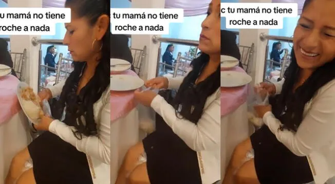 Una mujer peruana se volvió viral en TikTok luego de llevarse toda la comida que sirvieron en un evento en bolsa plástica.