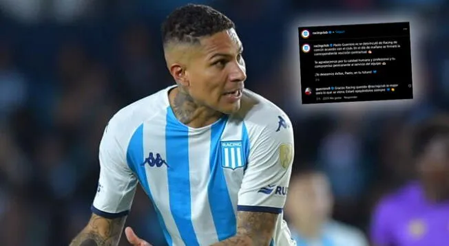 Paolo Guerrero tuvo emotivas palabras para Racing tras su partida