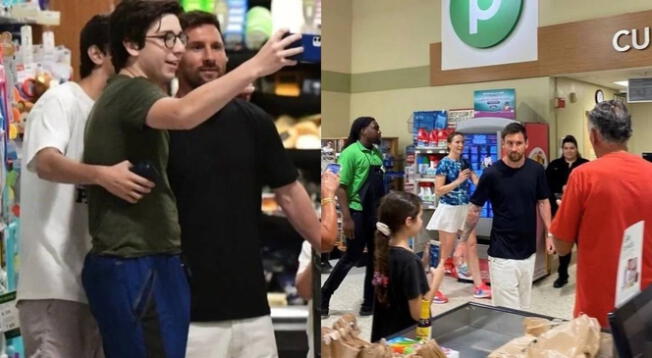 Lionel Messi se toma foto con fans en medio de supermercado