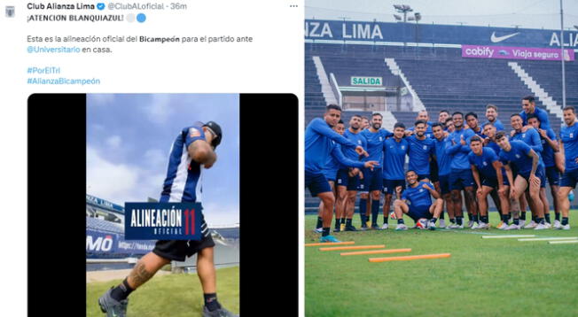 Alianza lima anuncia alineación  por redes