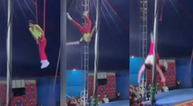 Viral: hombre trapecista cae en circo en medio de su rutina