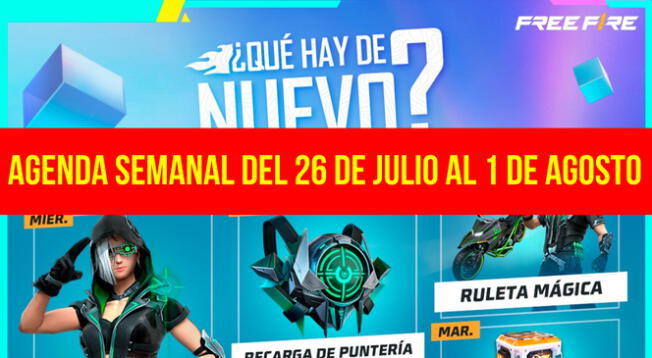 Conoce cuáles son los ítems que podrás canjear en la nueva agenda semanal de Free Fire.