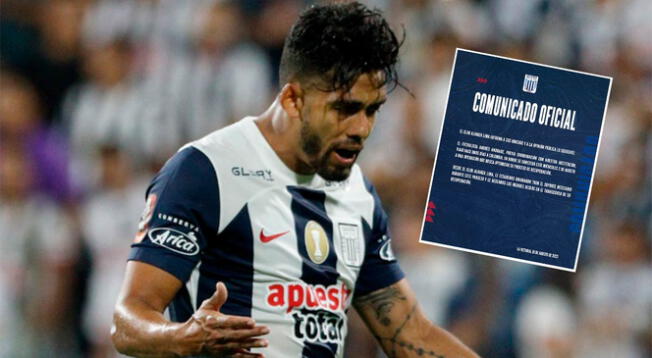 Alianza Lima emitió comunicado sobre la lesión de Andrés Andrade