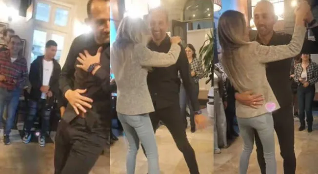 Hernán Barcos se deja ver en sus cafetería bailando con su esposa