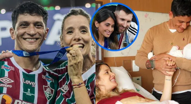 En redes sociales, Germán Cano y su esposa compartieron una foto con su recién nacida.