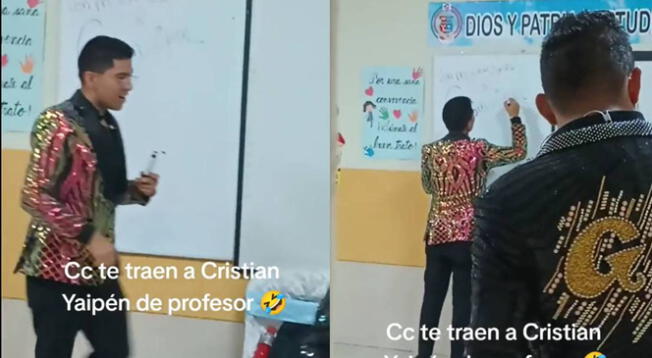 Christian Yaipén se luce en colegio peruano y causa recuelo